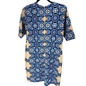 Taylor Blue Dress Abstract Print Womens Size 10 Stretch